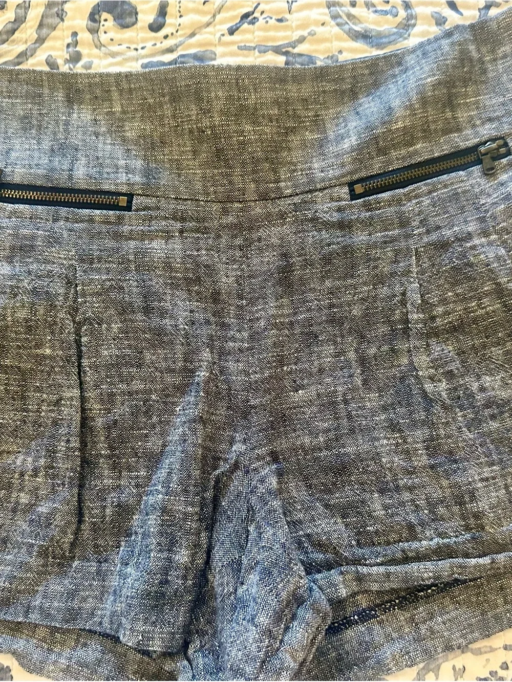 Heathered Navy Blue Linen-Blend Women’s Shorts - the Loft size 2 EXC - Picture 5 of 8